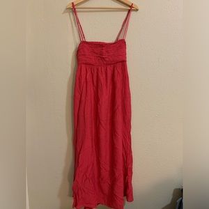 abercrombie & fitch bubble top cut out back maxi dress pink
